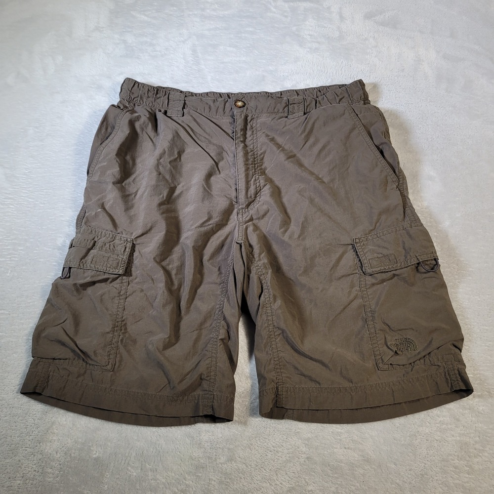 The North Face Cargo Shorts Mens Medium Brown 100% Nylon Hiking Outdoor Pocketed